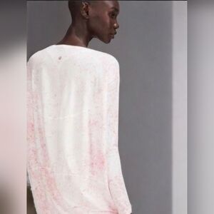 Lululemon -- Back In Action Pink Long Sleeve Top Cirrus Wash White Pink Peony